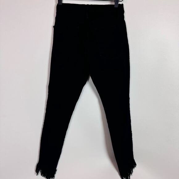 FRAME Le High Skinny Black Denim Jeans Frayed Uneven Hem Women's Size 27 - Picture 2 of 7